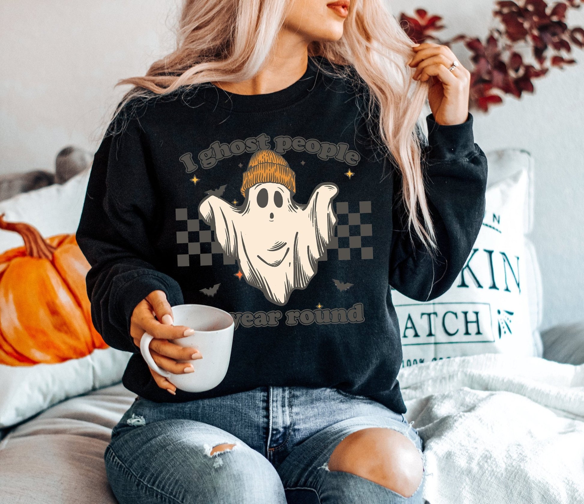 Funny Halloween Shirt I Ghost People All Year Round Shirt for Her Retro Sweatshirt - Squishy Cheeks