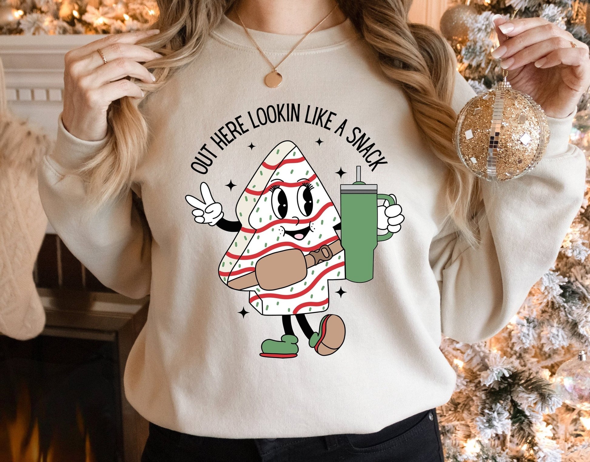 Funny Out Here Looking Like a Snack Christmas Holiday Sweater Weather Funny Sweatshirt sweater weather - Squishy Cheeks