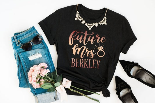 Future Mrs. Personalized Black Shirt - Squishy Cheeks