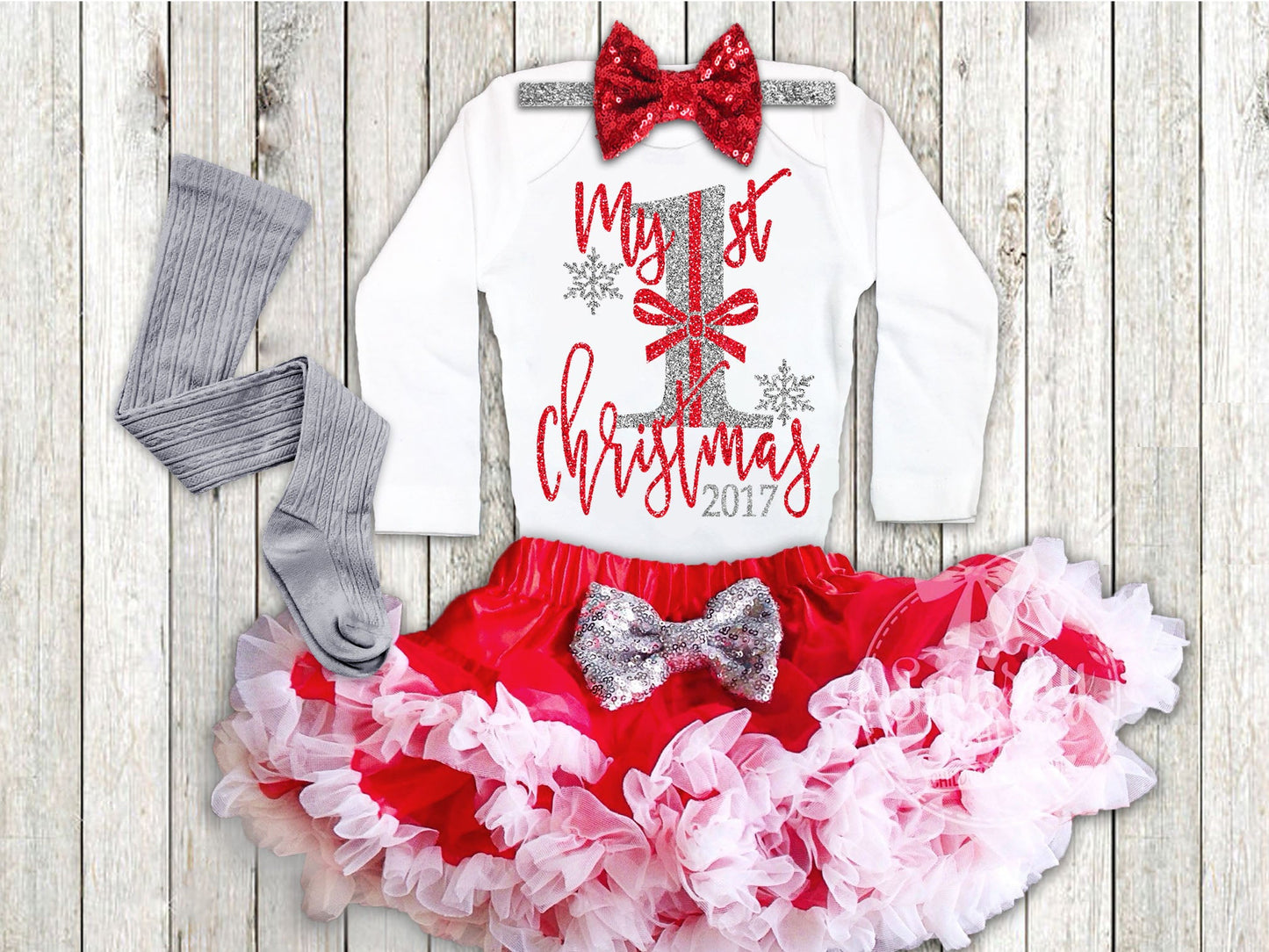 Girl's 1st Christmas Top & Headband - Squishy Cheeks