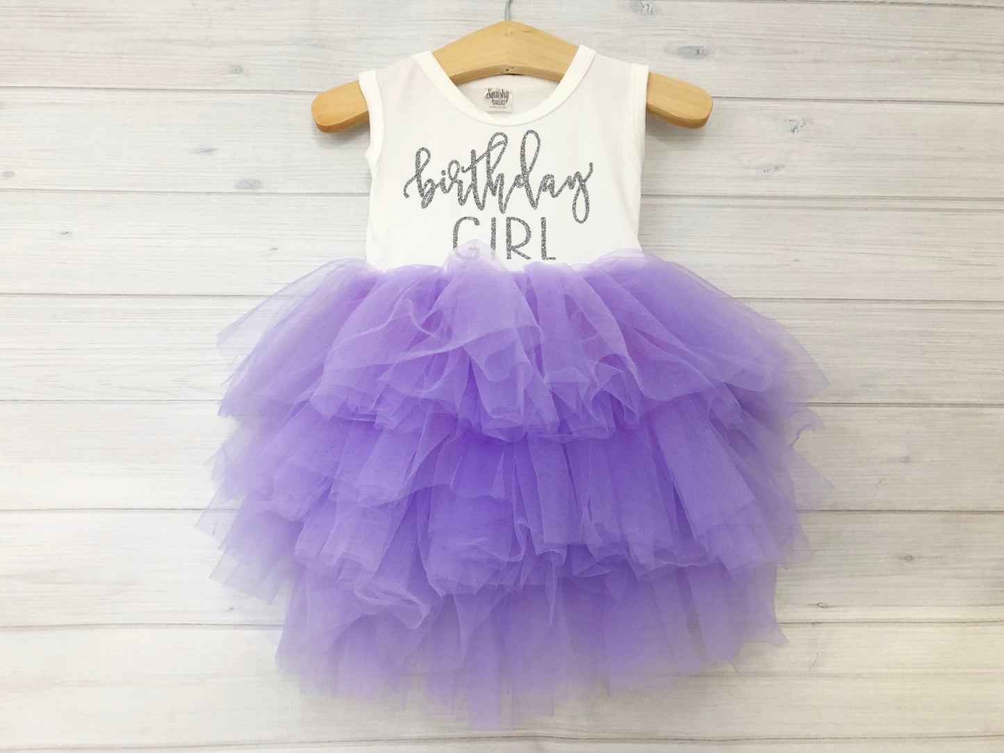 Girls Birthday Tutu Dress Purple Lavender and Silver Birthday Outfit Fluffy Dress - Squishy Cheeks