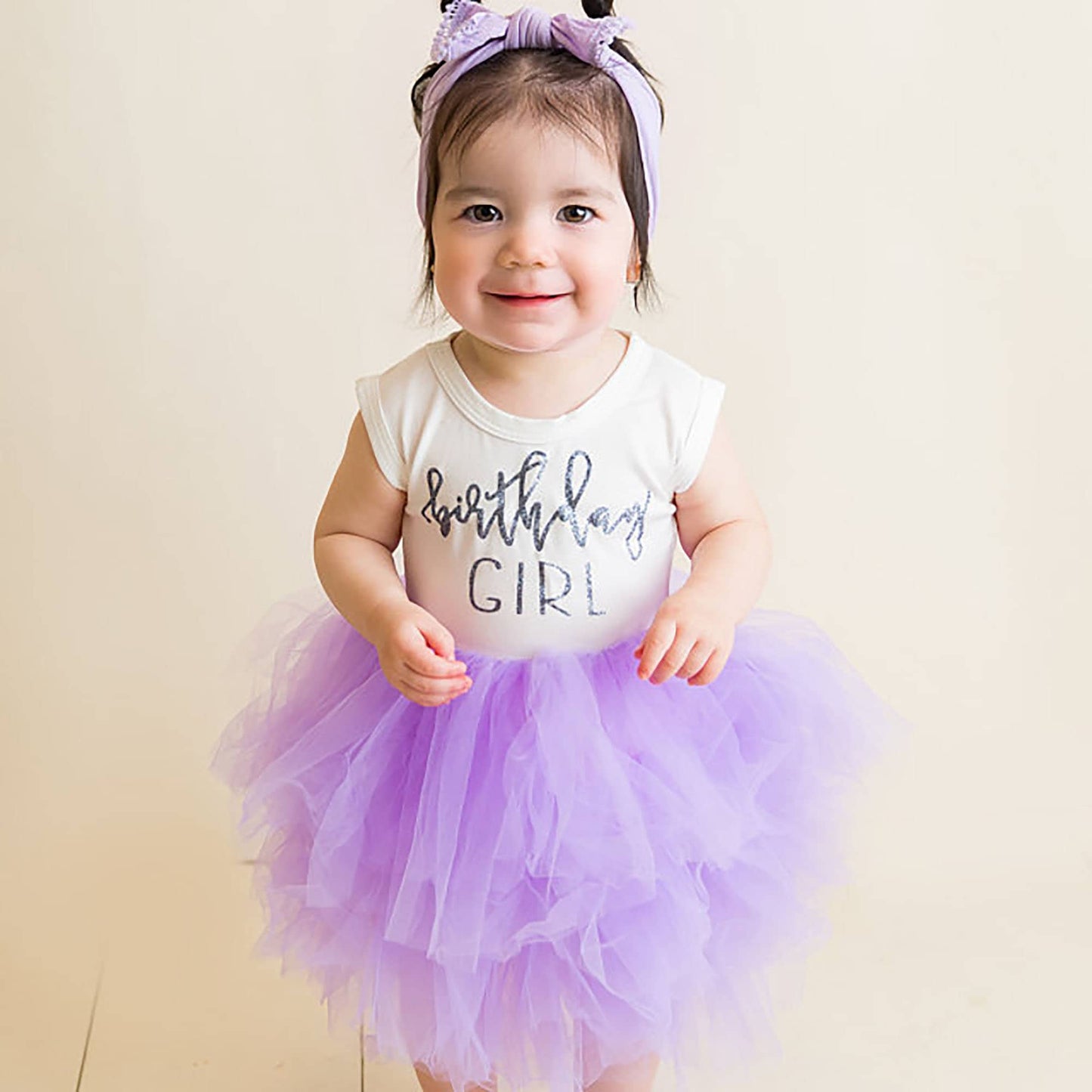 Girls Birthday Tutu Dress Purple Lavender and Silver Birthday Outfit Fluffy Dress - Squishy Cheeks