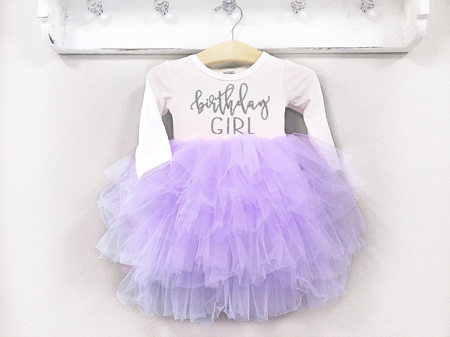Girls Birthday Tutu Dress Purple Lavender and Silver Birthday Outfit Fluffy Dress - Squishy Cheeks
