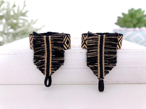 Girl's Black and Gold Boho Fringe Anklet Sandals - Squishy Cheeks