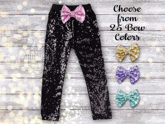 Girl's Black Sequin Pants - Squishy Cheeks