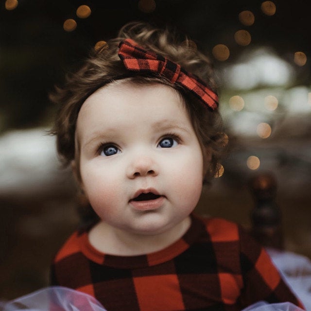 Girls Buffalo Plaid Bows - Squishy Cheeks