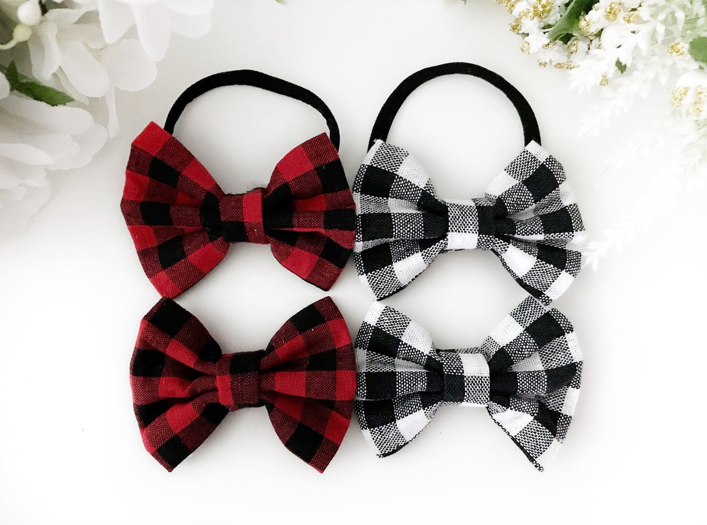 Girls Buffalo Plaid Bows - Squishy Cheeks