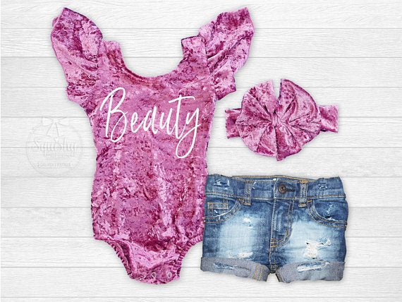Girl's Crushed Velvet Beauty Outfit - Squishy Cheeks