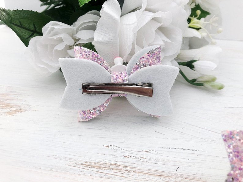 Girl's Cupcake Glitter Hair Bows - Squishy Cheeks