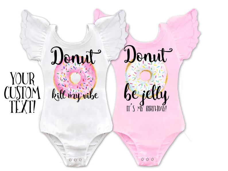 Girl's Donut Birthday Custom Text Leotard - Squishy Cheeks