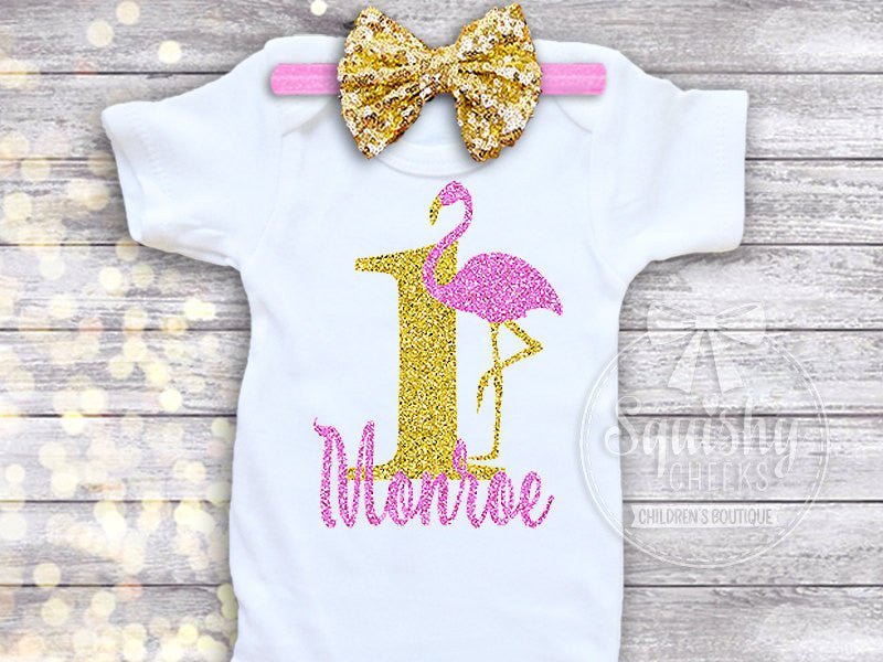 Girl's Flamingo Birthday Top - Squishy Cheeks