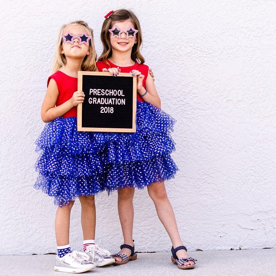 Girl's Fluffy 4th of July Dress - Squishy Cheeks