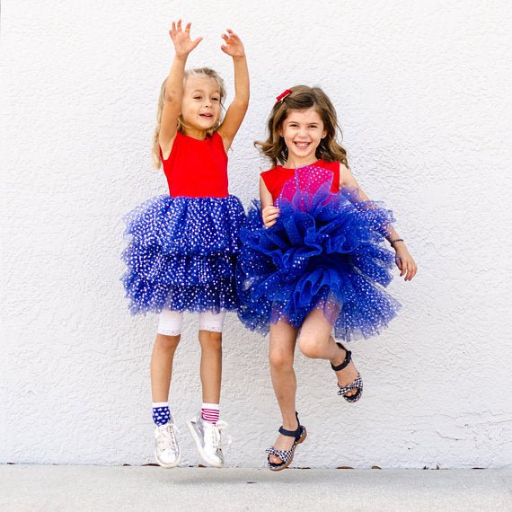 Girl's Fluffy 4th of July Dress - Squishy Cheeks