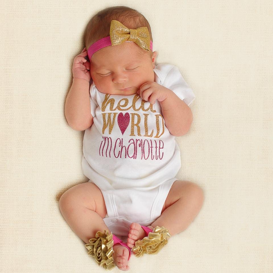 Girl's Hello World Personalized Outfit - Squishy Cheeks