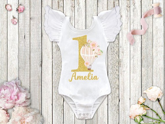 Girl's Hot Air Balloon Birthday Top - Squishy Cheeks