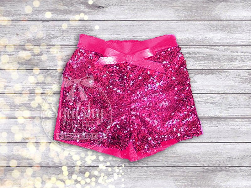 Girl's Hot Pink Sequin Shorts - Squishy Cheeks