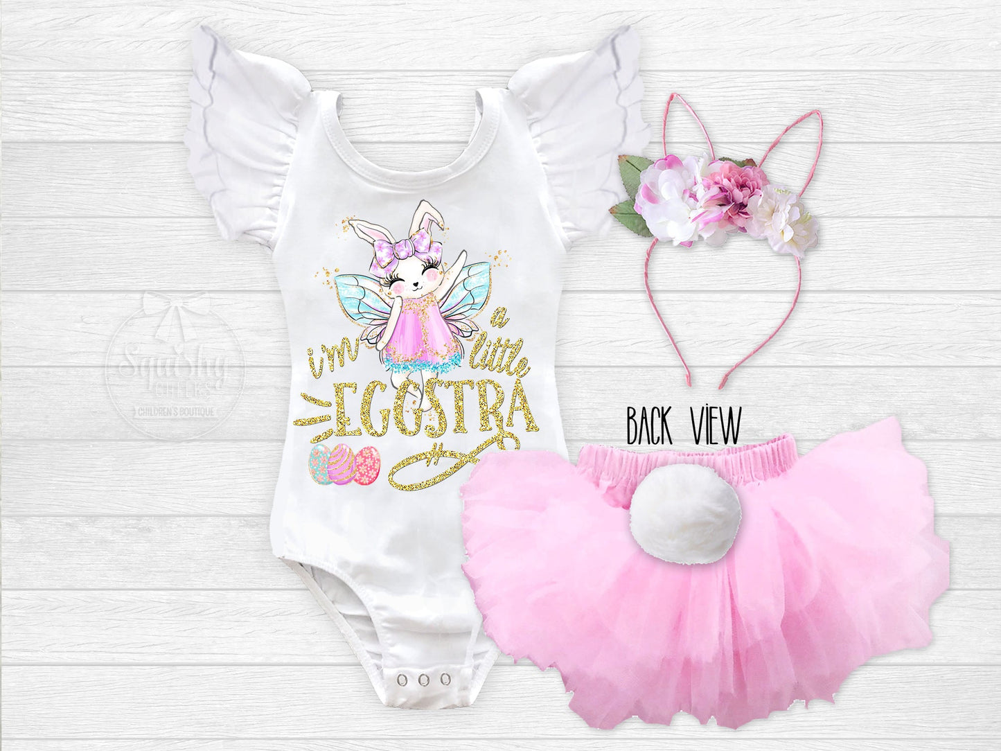 Girl's I'm A Little Eggstra Easter Outfit - Squishy Cheeks