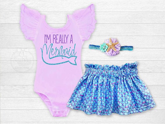 Girl's I'm Really A Mermaid Outfit - Squishy Cheeks