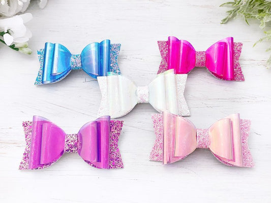 Girl's Jelly Bow Glitter Hair Clips - Squishy Cheeks