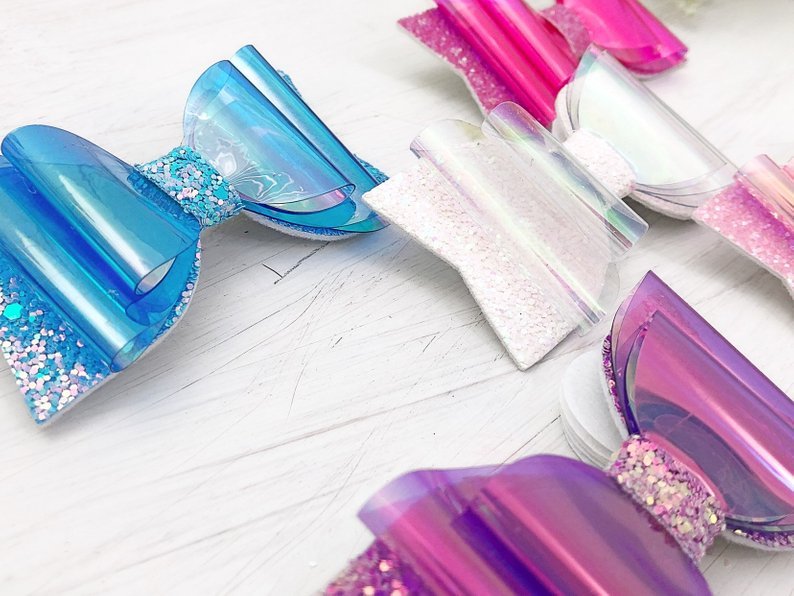 Girl's Jelly Bow Glitter Hair Clips - Squishy Cheeks