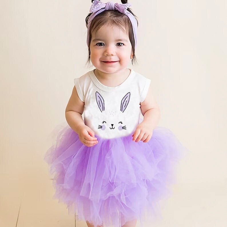 Girls Lavender Easter Fluffy Tutu Dress Baby Girl Purple Twirl Easter Bunny Dress - Squishy Cheeks