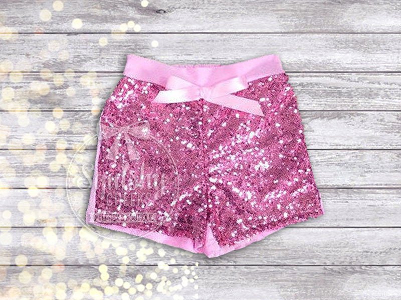 Girl's Light Pink Sequin Shorts - Squishy Cheeks