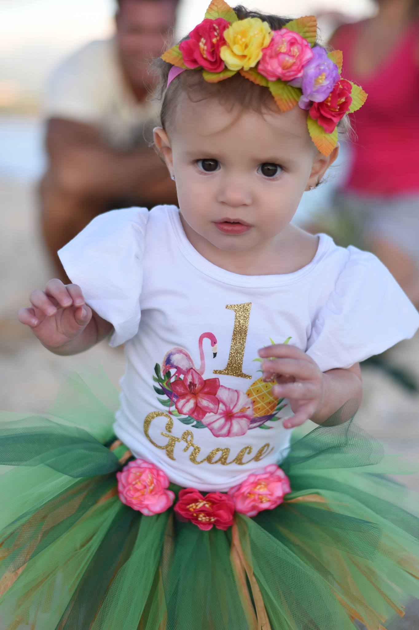 Girl's Luau Birthday Outfit - Squishy Cheeks