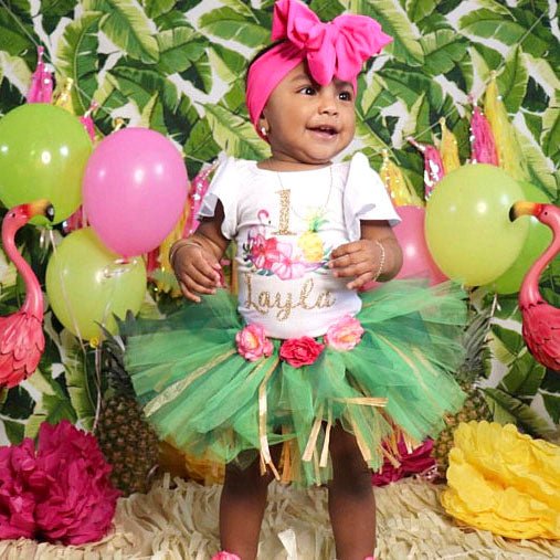 Girl's Luau Birthday Outfit - Squishy Cheeks