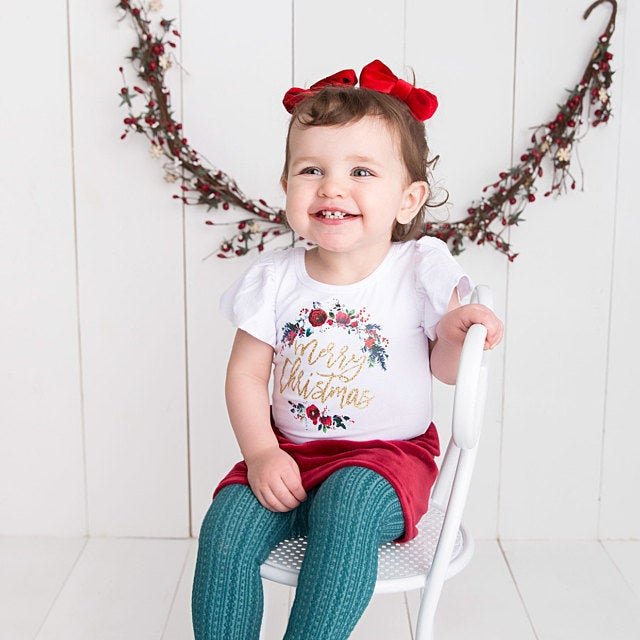 Girl's Merry Christmas Outfit - Squishy Cheeks