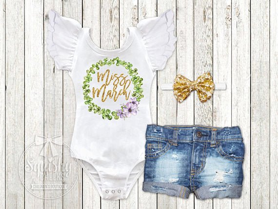 Girl's Miss March St. Patrick's Day Birthday Outfit - Squishy Cheeks
