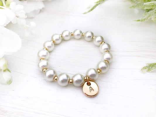 Girl's Monogrammed Pearl Bracelet - Squishy Cheeks