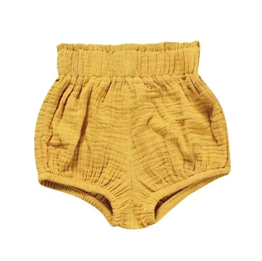 Girl's Mustard Bubble Shorts - Squishy Cheeks