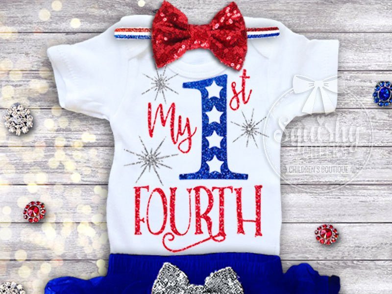 Girl's My 1st Fourth of July Outfit - Squishy Cheeks