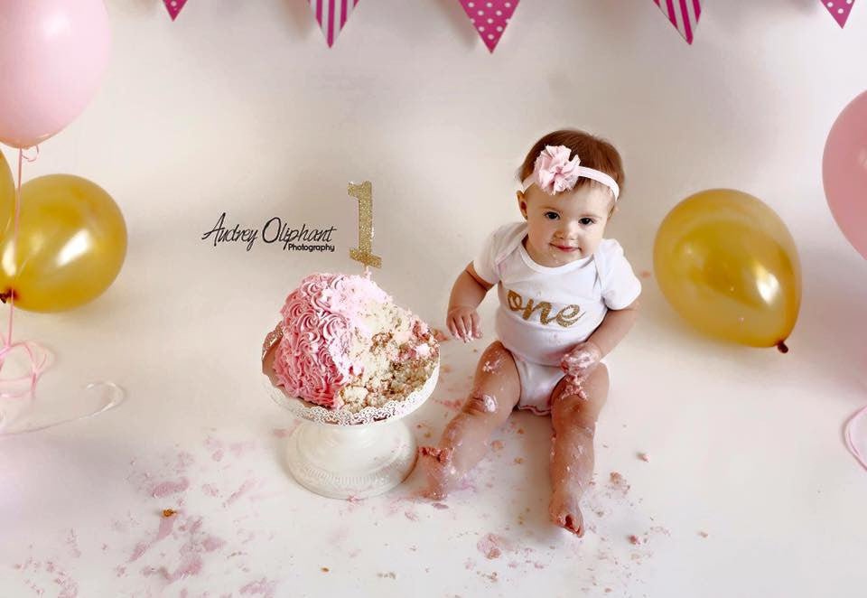 Girl's One Birthday Top w/ Princess Crown Hair Clip - Squishy Cheeks