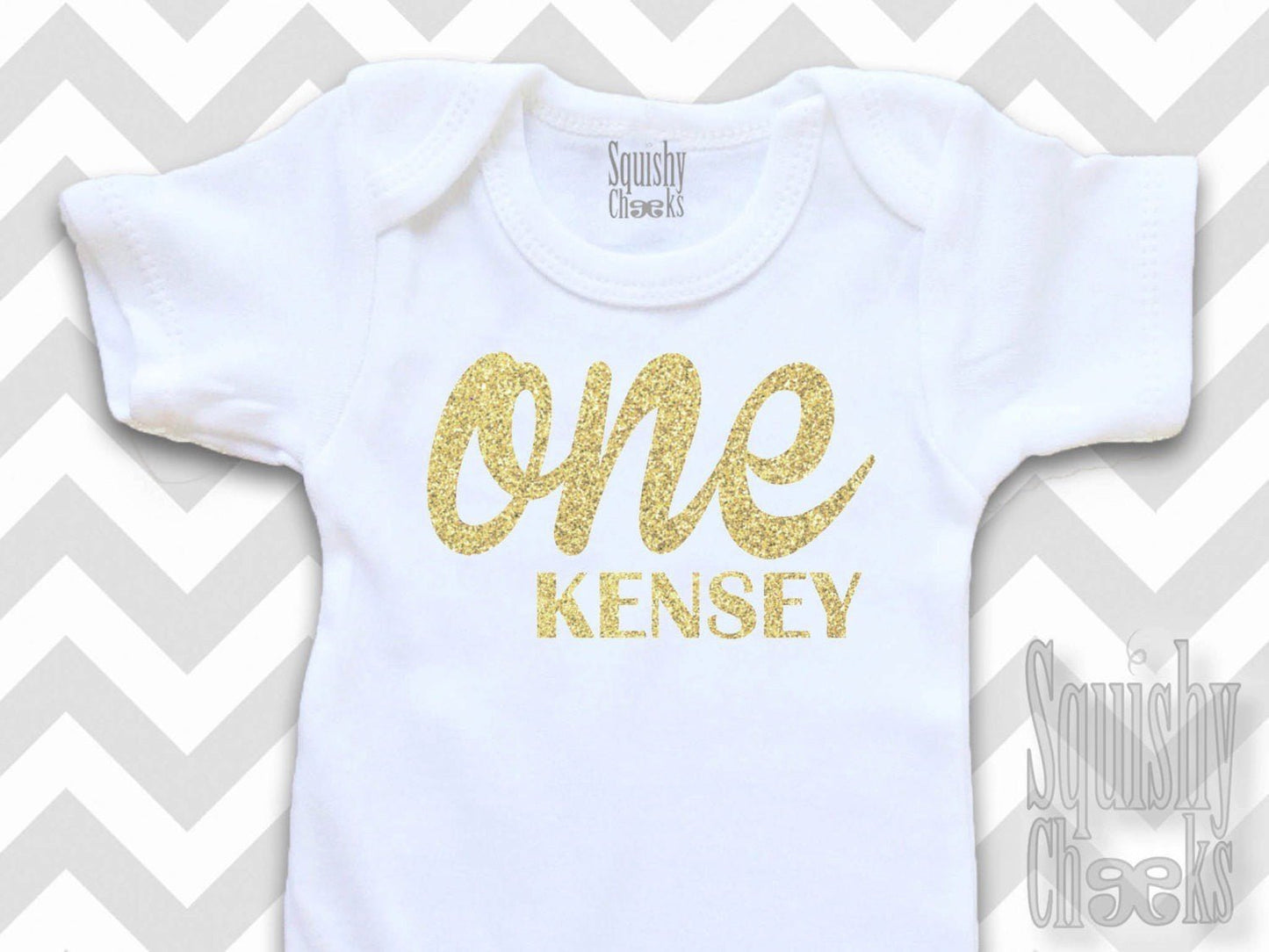 Girl's One Birthday Top w/ Princess Crown Hair Clip - Squishy Cheeks