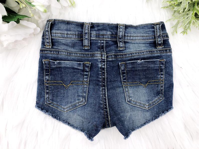 Girl's Patriotic Distressed Denim Shorts - Squishy Cheeks