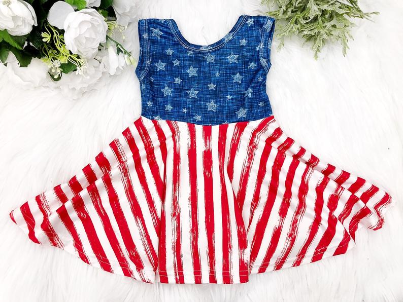 Girl's Patriotic Twirl Dress - Squishy Cheeks