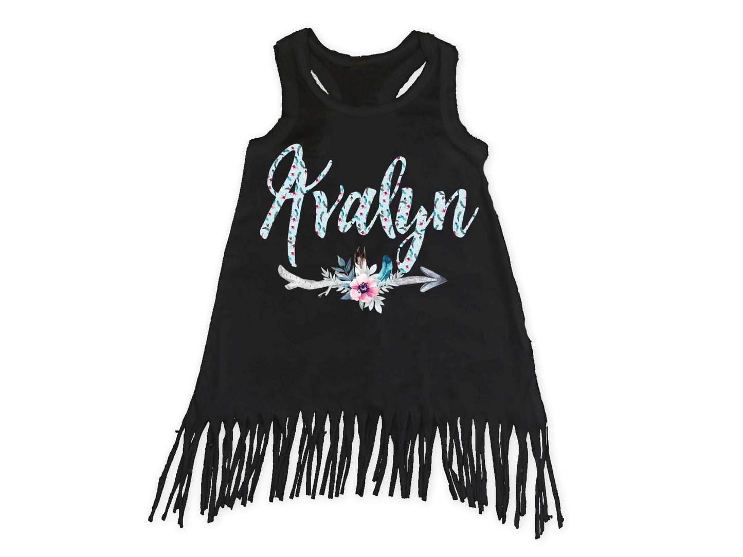 Girl's Personalized Arrow Fringe Dress - Squishy Cheeks