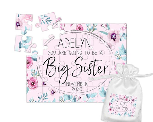 Girl's Personalized Big Sister Announcement Puzzle - Squishy Cheeks