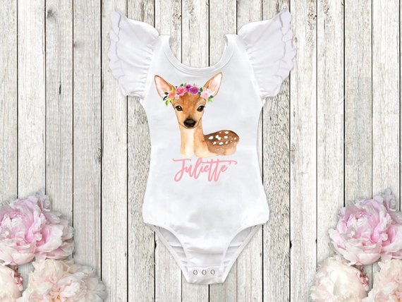 Girl's Personalized Boho Fawn Top - Squishy Cheeks