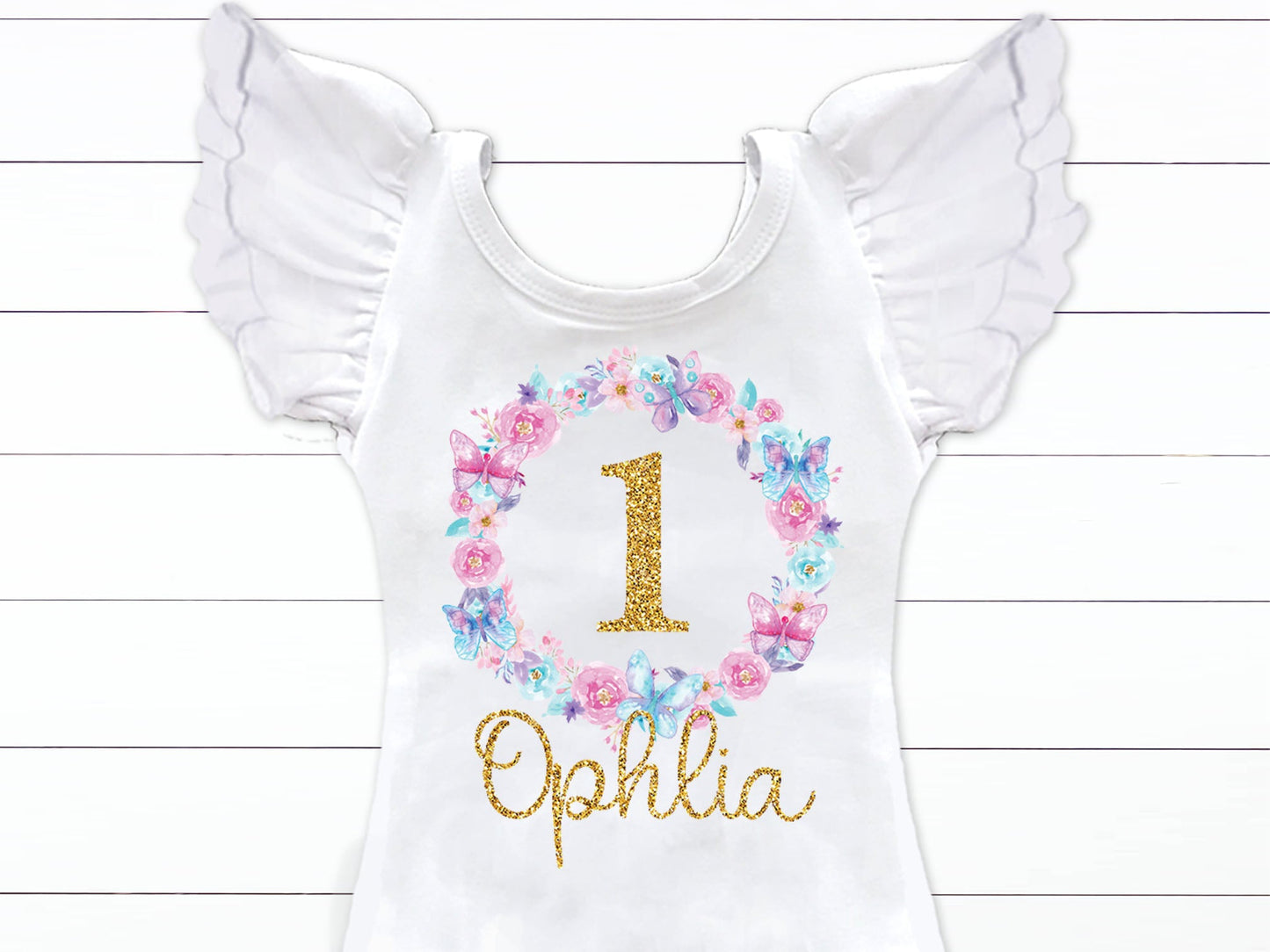 Girl's Personalized Butterfly Birthday Outfit - Squishy Cheeks