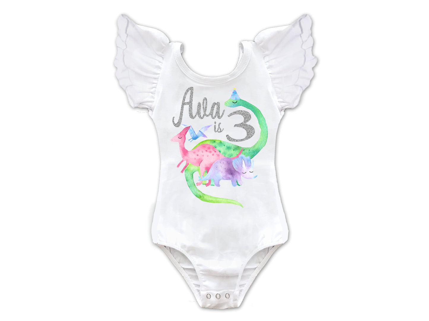 Girl's Personalized Dinosaur Birthday Top - Squishy Cheeks