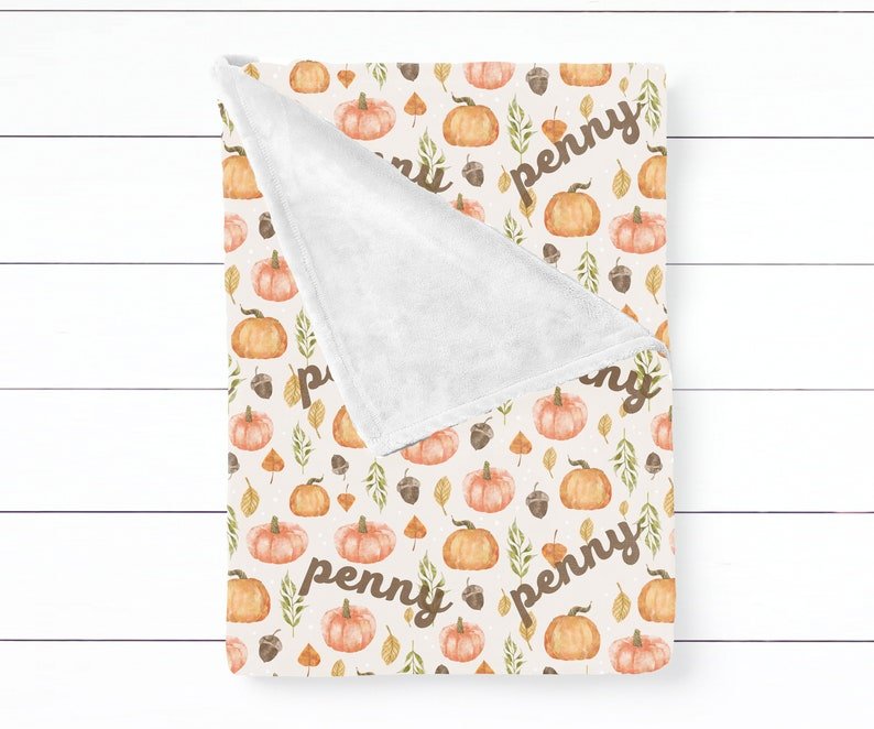 Girl's Personalized Fall Pumpkin Blanket - Squishy Cheeks