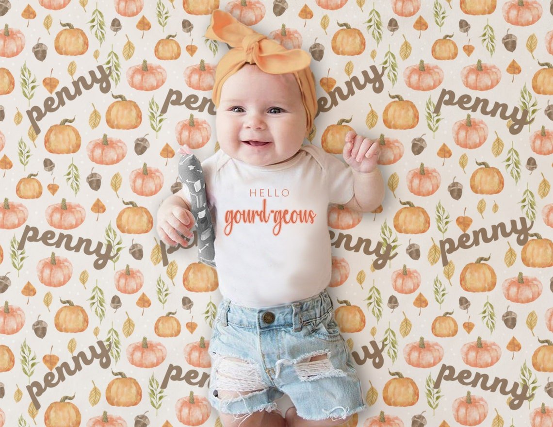 Girl's Personalized Fall Pumpkin Blanket - Squishy Cheeks