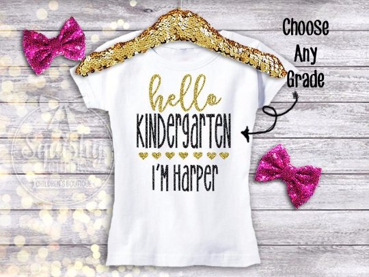 Girl's Personalized Hello Back To School Top - Squishy Cheeks