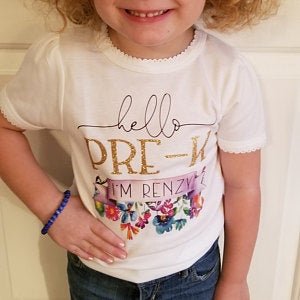 Girl's Personalized Hello Grade Floral Back To School Top - Squishy Cheeks