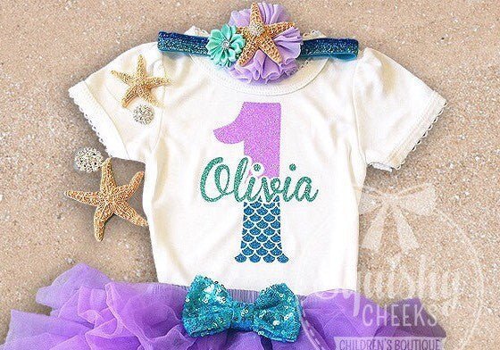 Girl's Personalized Mermaid Birthday Top - Squishy Cheeks