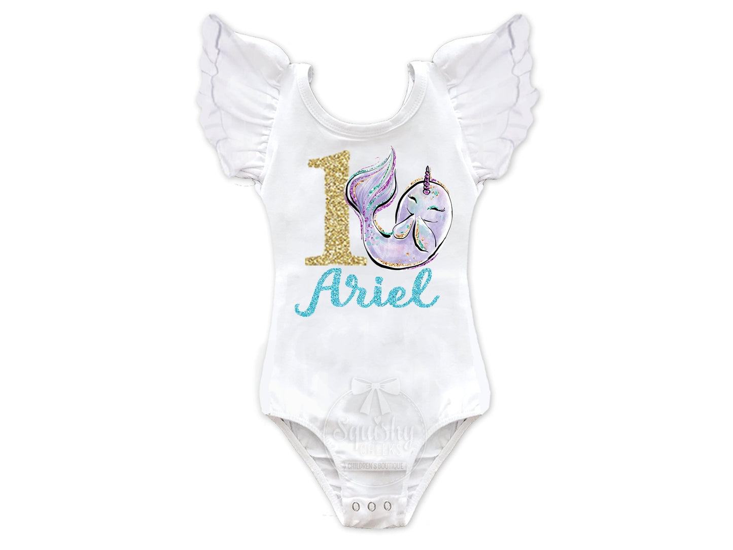 Girl's Personalized Narwhal Birthday Top - Squishy Cheeks
