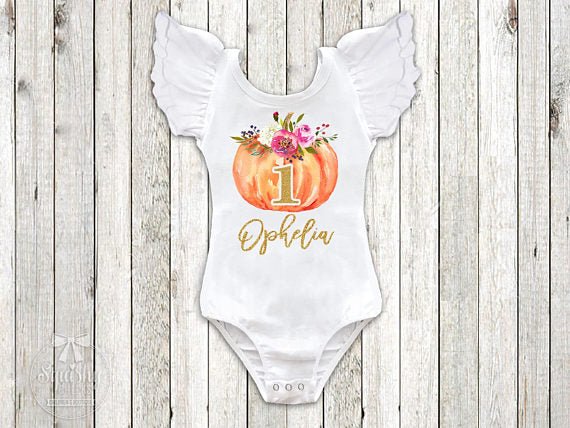 Girl's Personalized Pumpkin Birthday Top - Squishy Cheeks