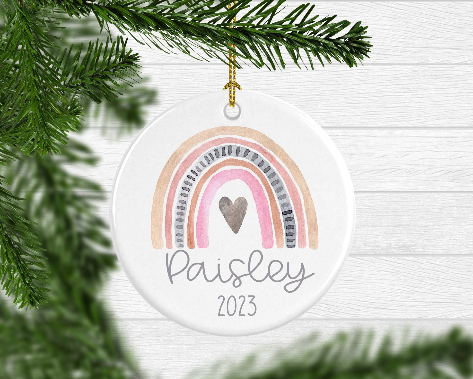 Girls Personalized Rainbow Christmas Ornament - Squishy Cheeks